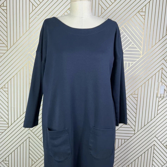 Hobbs London Navy‎ Blue Zip Shoulder Pocket Shift Dress Size US 6 - Picture 5 of 12